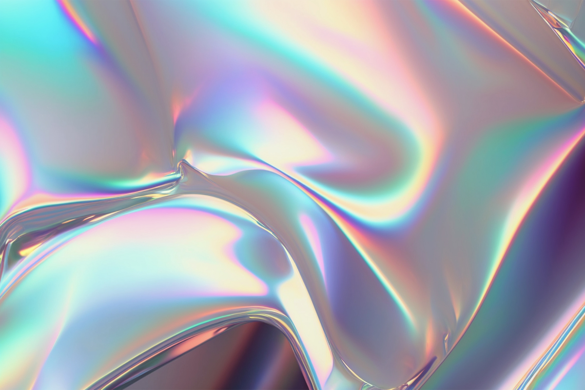 Flowing iridescent ribbons of light